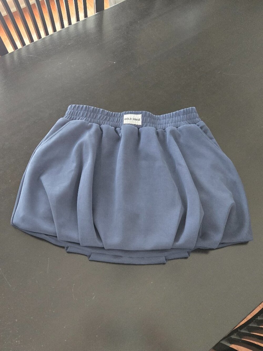 Gold Hinge bubble skirt in Navy blue